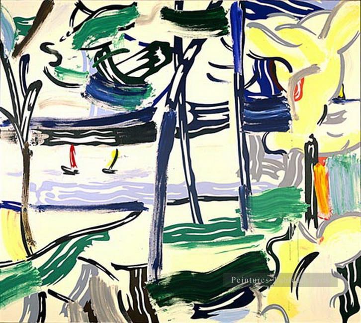 木々の間を行くヨット 1984 ロイ・リキテンスタイン油絵